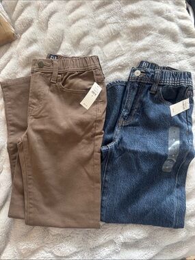 GAP Kids Brown Twill Pants & Blue Denim Jeans Two-Pack size 8 NEW NEW